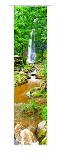 Wildnis, Schiebevorhang mit Waldmotiv Wasserfall